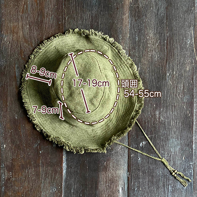 asana HEMP100% 手織り フリンジ ⻨わら帽子・きなり