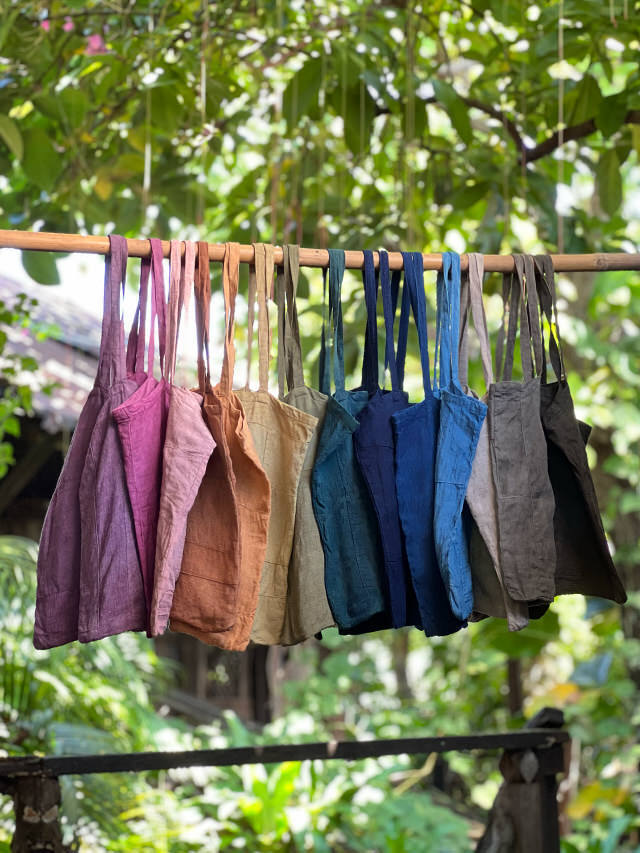 asana HEMP100% 端切れ エコバッグ・草木染め【パヤカ オンライン