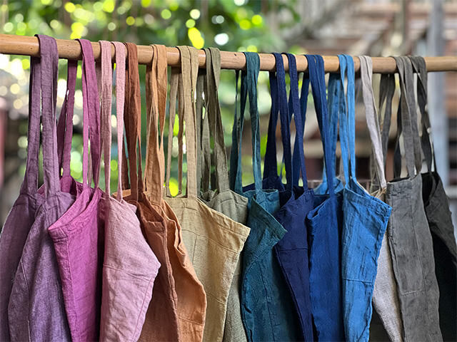 asana HEMP100% 端切れ エコバック・草木染め