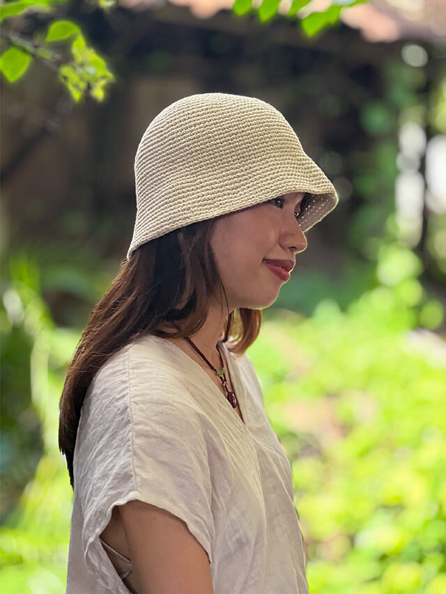 asana HEMP100% 手編み 帽子・きなり【パヤカ オンラインショップ】