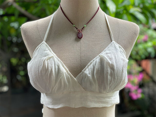 asana HEMP100% ガーゼ バック リボン ブラ