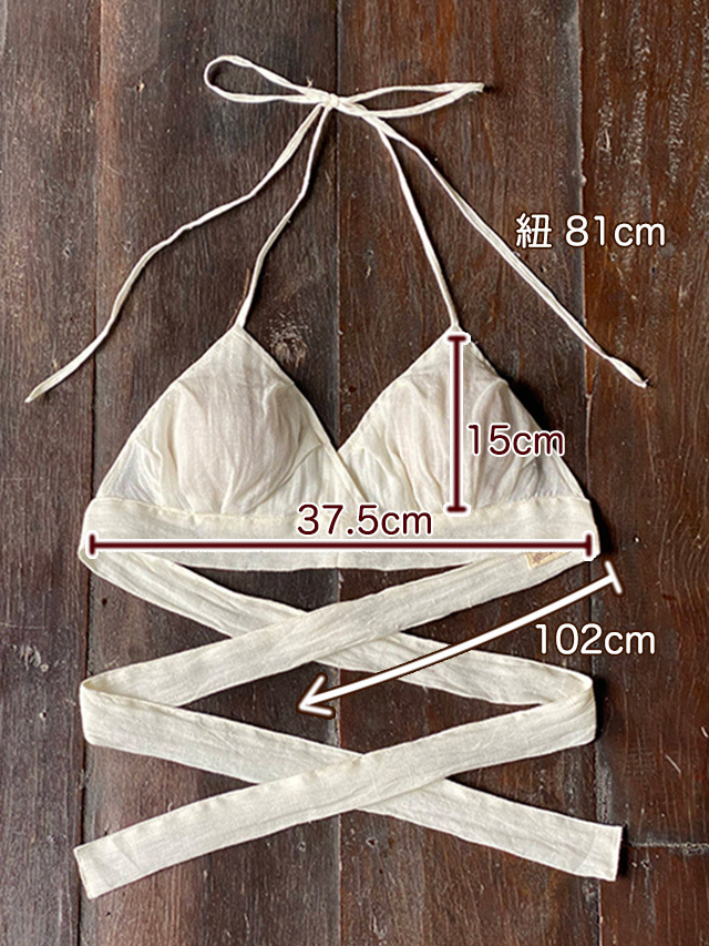 asana HEMP100% ガーゼ バック リボン ブラ