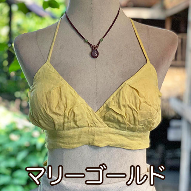 asana HEMP100% ガーゼ バック リボン ブラ・草木染め【パヤカ
