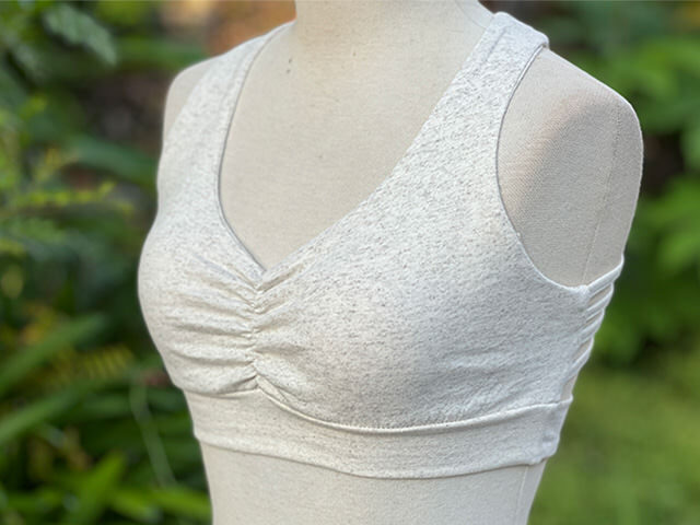 asana ヘンプコットン 薄手 クロス ストレッチ ブラ・きなり