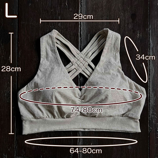 asana ヘンプコットン 薄手 クロス ストレッチ ブラ・きなり