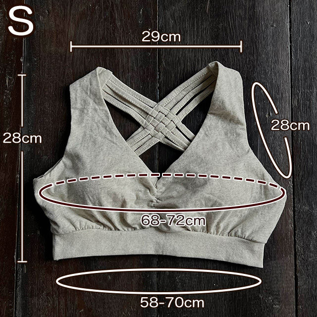 asana ヘンプコットン 薄手 クロス ストレッチ ブラ・きなり