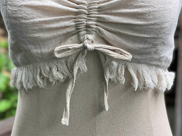 asana _100% 薄手 フリンジ チューブ トップス・きなり