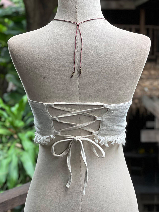 seed and soil アーサナトップス　Asana tops asana 麻100% 薄手 フリンジ チューブ トップス・きなり【パヤカ