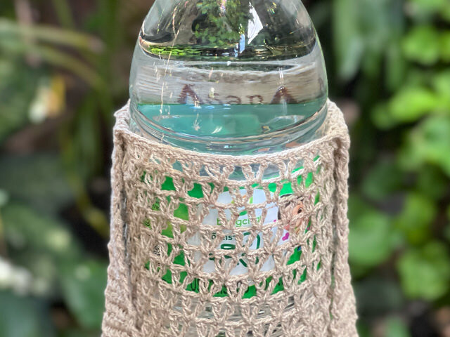 asana HEMP100% ハニカム編み 水筒入れ・きなり