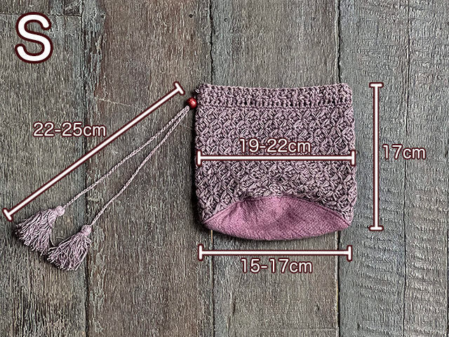 asana HEMP100% ハニカム 手編み 巾着袋・草木染め