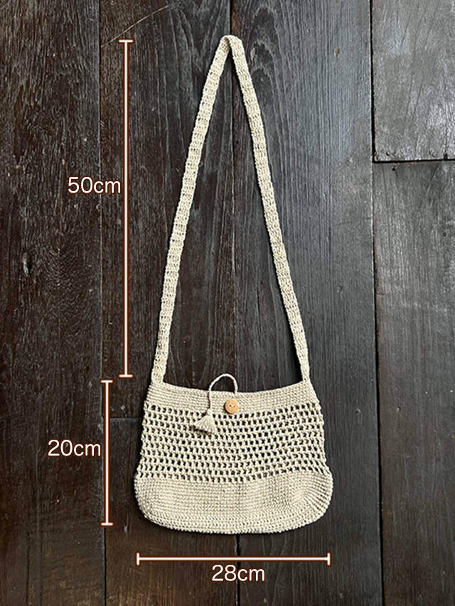 asana HEMP100% 手編み たっぷり ショルダーバッグ・きなり