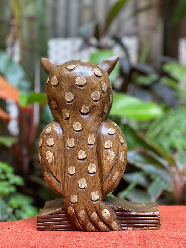 【匿名発送】木工品　國光 作　梟　フクロウ　置物　彫刻 楽天市場】ふくろう 置物 木彫り インテリア 不苦労 開運