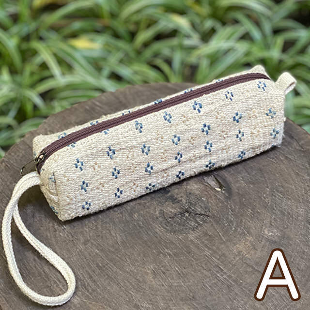 HEMP100% 手織り インディゴ ドット 小物入れ・草木染め