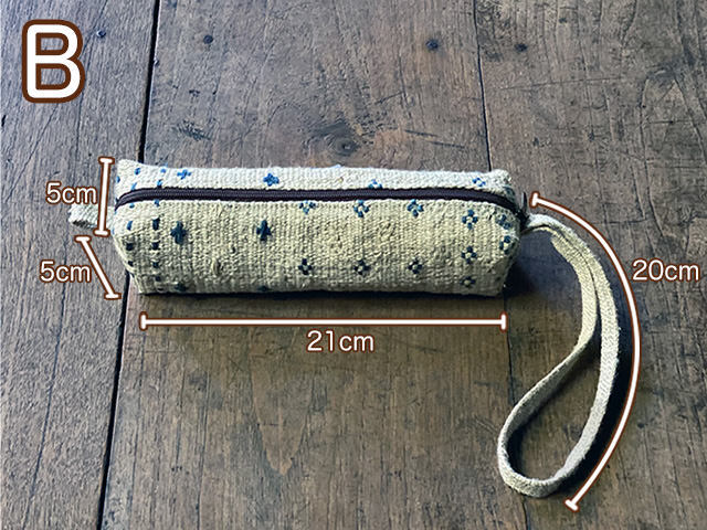 HEMP100% 手織り インディゴ ドット 小物入れ・草木染め