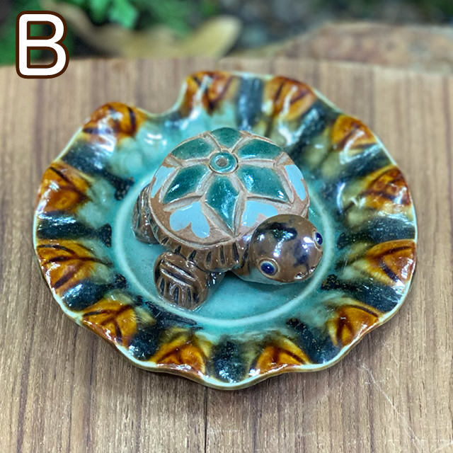 陶器 タートル お香立て・お皿付き【パヤカ オンラインショップ】