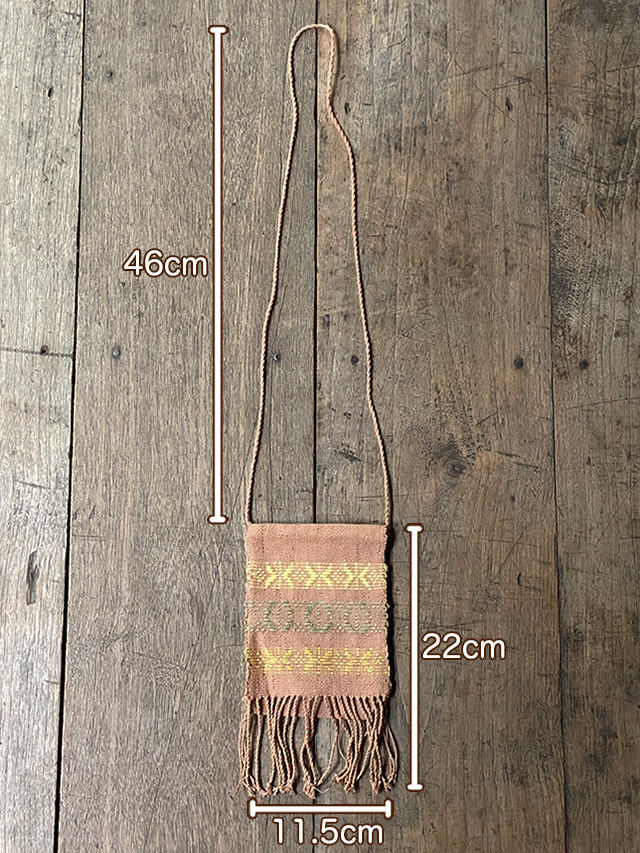 COTTON100% 手織り フリンジ ポシェット・草木染め