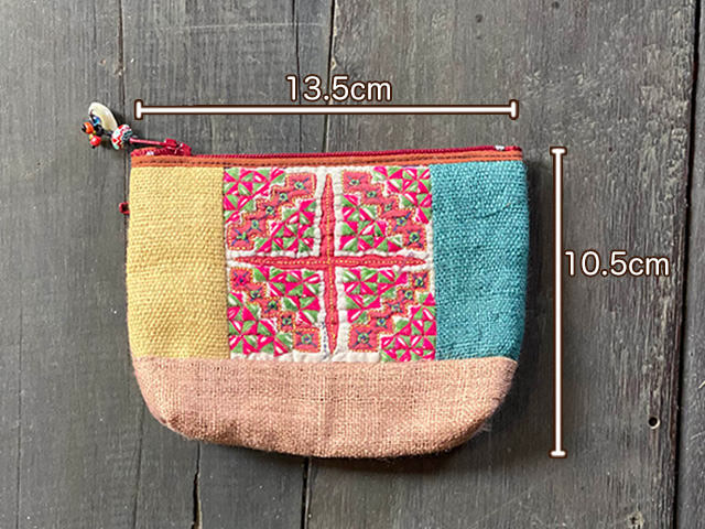 HEMP100% モン族 ポーチ・大