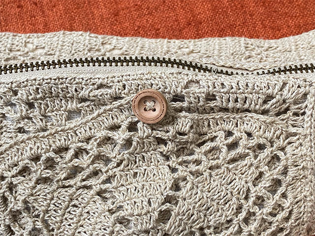 HEMP100% かぎ編み 麻柄 ショルダーバッグ