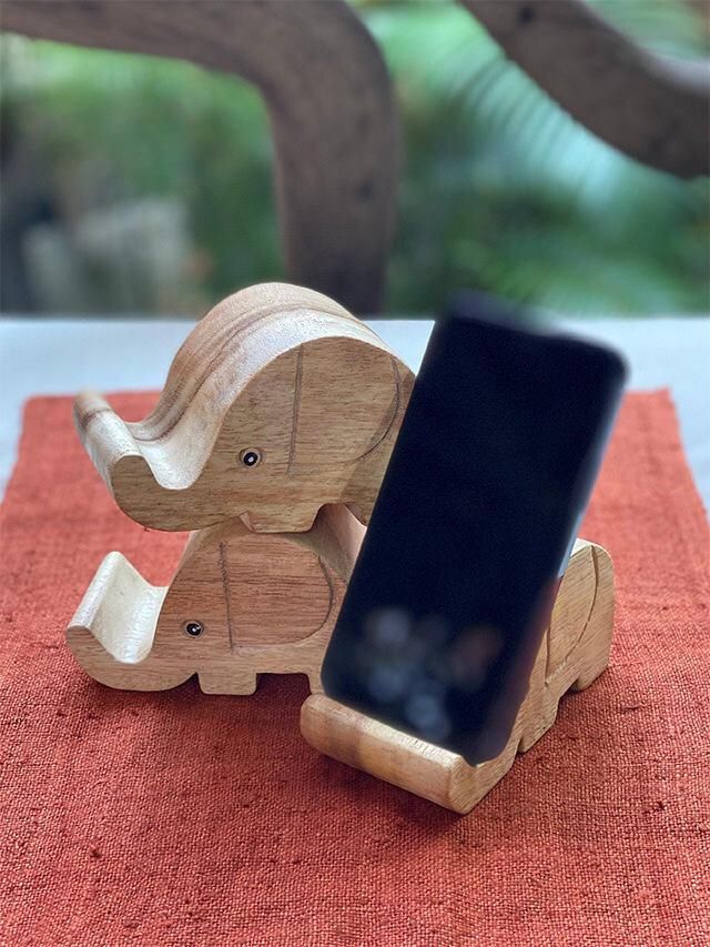 スマホスタンド  あやか WOOD エレファント スマホ スタンド【パヤカ オンラインショップ】