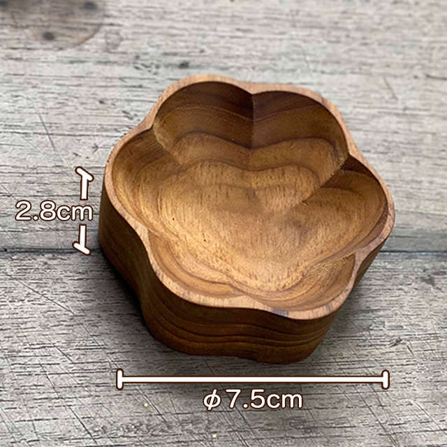 チークWOOD 花形 小皿【パヤカ オンラインショップ】