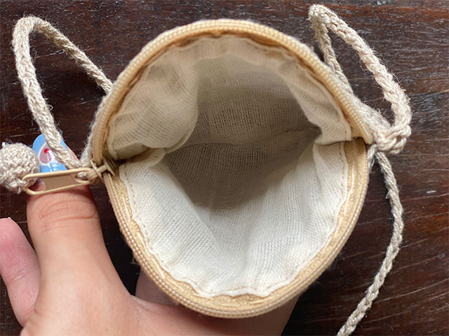 HEMP100% 手編み ポーチ 丸型 ポシェット