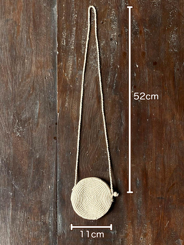 HEMP100% 手編み ポーチ 丸型 ポシェット