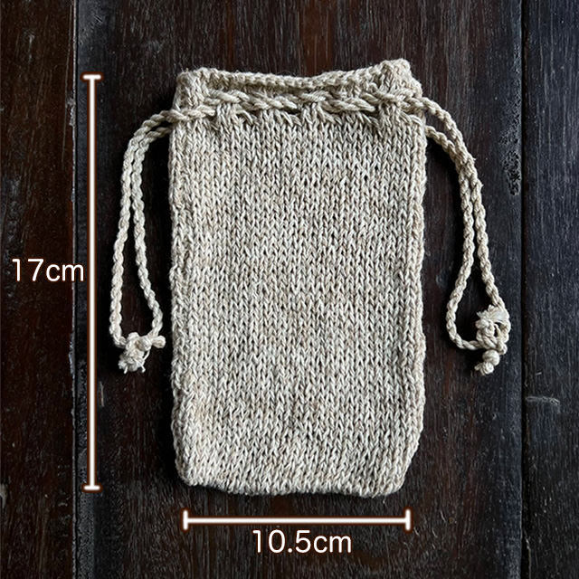 HEMP100% 手編み ニット ポーチ
