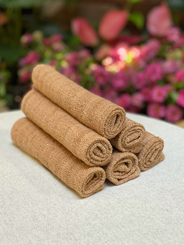 オーガニック ブラウン コットン100% 手織り手紡ぎ ミニクロス