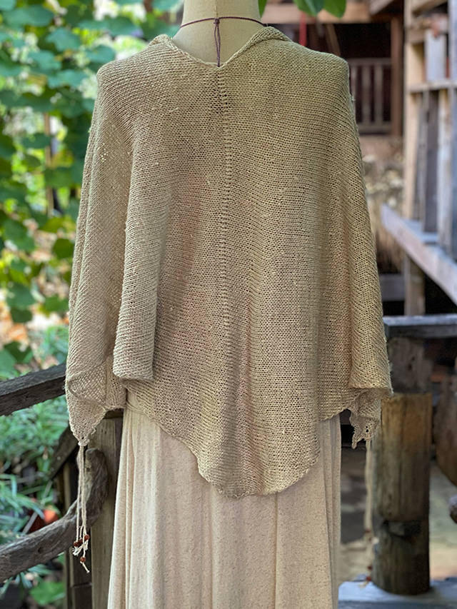 HEMP100% ニット 手編み 2way ポンチョ・きなり【パヤカ オンライン