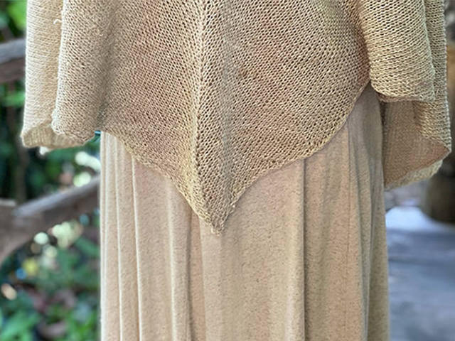 HEMP100% ニット 手編み 2way ポンチョ・きなり