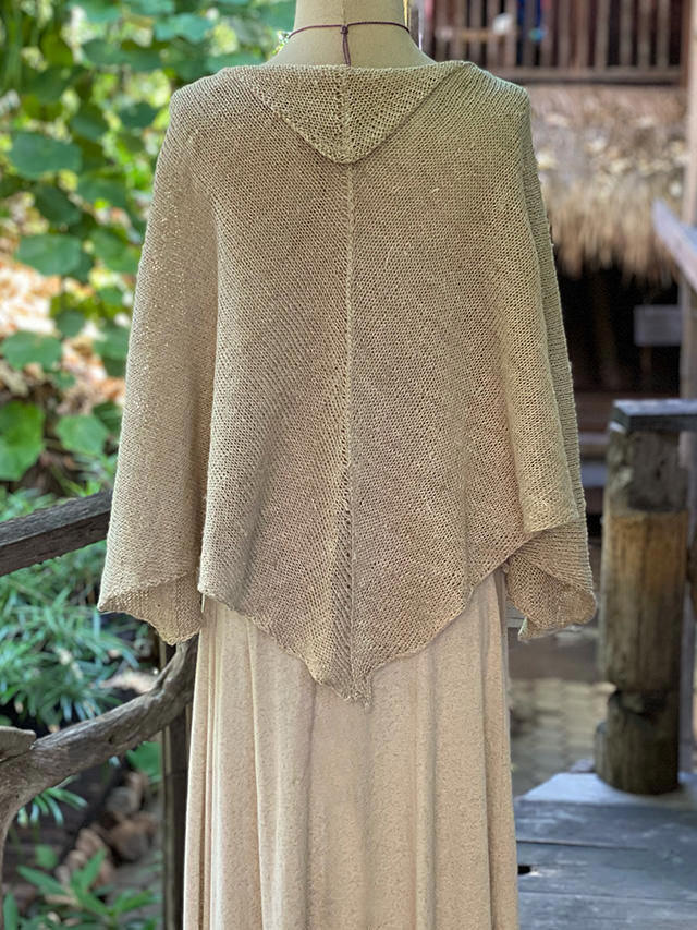 HEMP100% ニット 手編み 2way ポンチョ・きなり【パヤカ オンライン