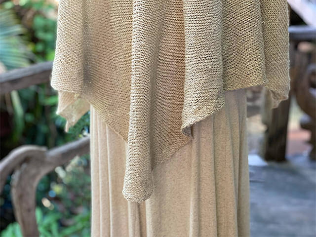 HEMP100% ニット 手編み 2way ポンチョ・きなり