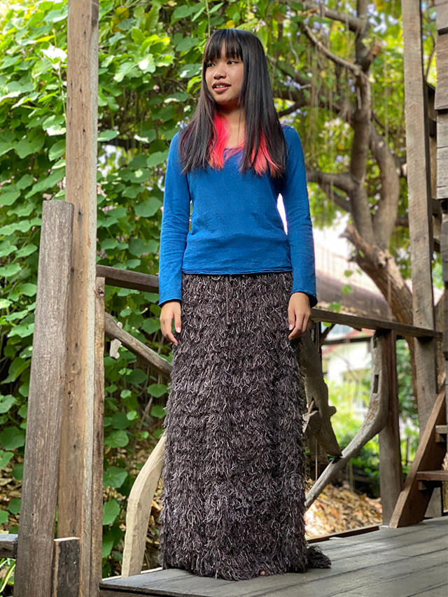 HEMP100% ニット 手編み モコモコ 2way スカート・草木染め【パヤカ  