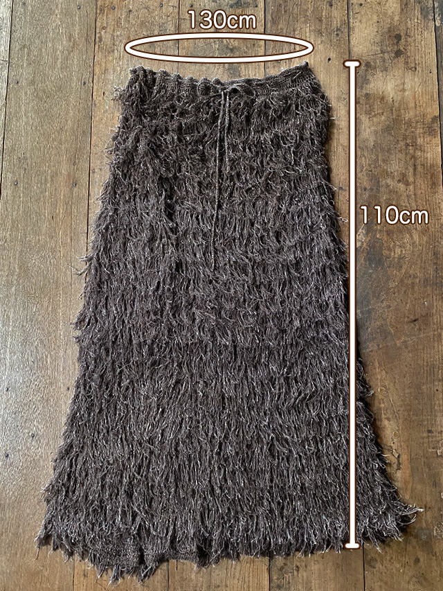 HEMP100% ニット 手編み モコモコ 2way スカート・草木染め