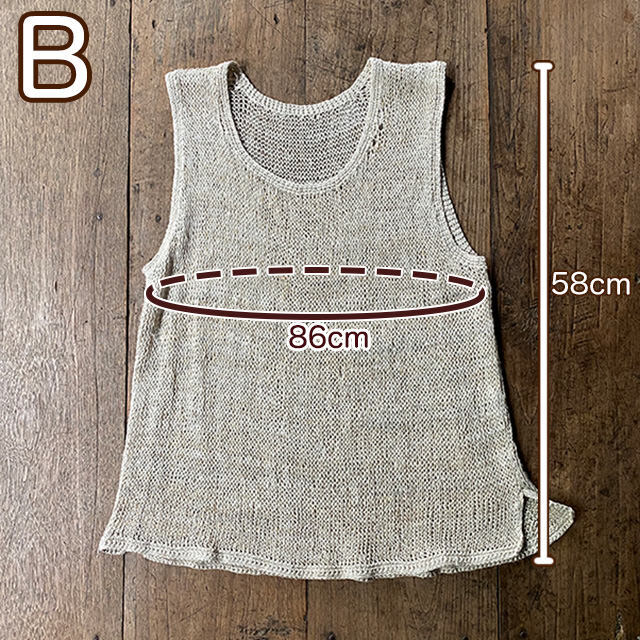 HEMP100% ニット 手編み タンクトップ・きなり