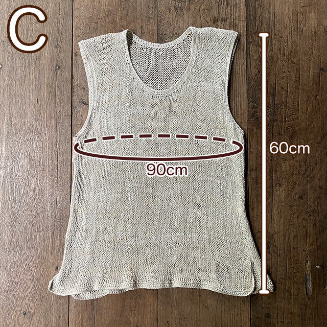HEMP100% ニット 手編み タンクトップ・きなり