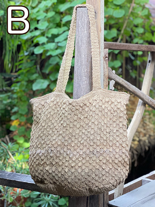 HEMP100% 手編み ビッグサイズ ショルダーバッグ