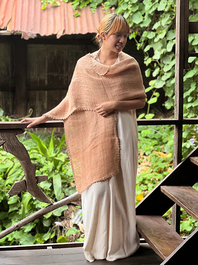 HEMP100% ニット 手編み ショール・草木染め【パヤカ オンラインショップ】