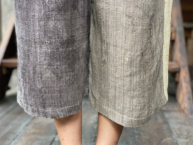 HEMP100% 手織り 草木3色 リスパンツ