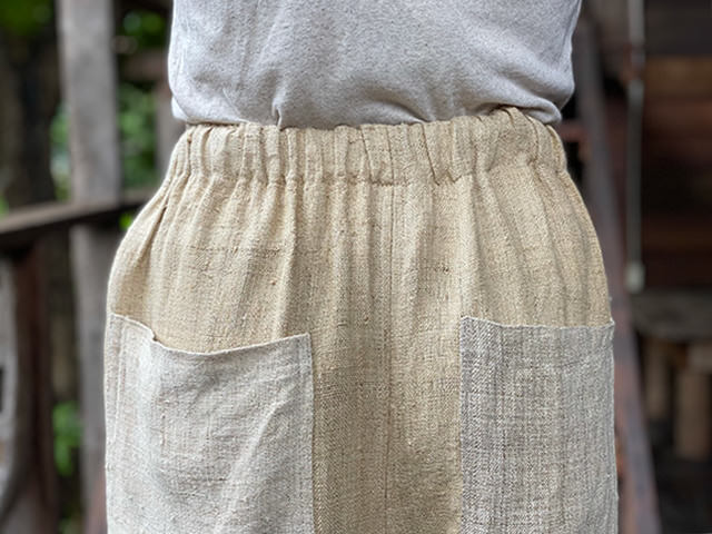 HEMP100% 手織り 草木3色 リスパンツ