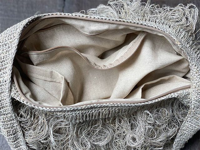 もこもこモチーフバック HEMP100% 手編み モコモコ ショルダーバッグ【パヤカ オンラインショップ】