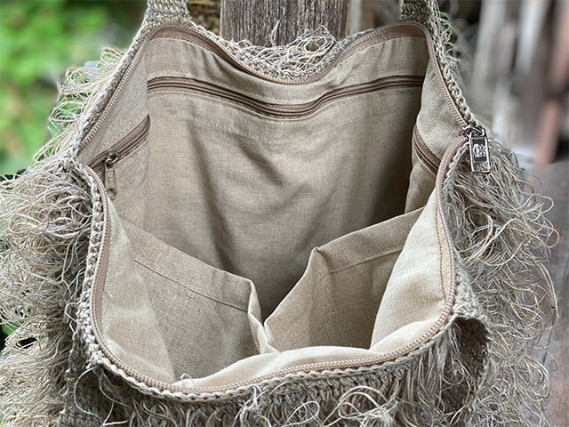 HEMP100% 手編み モコモコ ショルダーバッグ