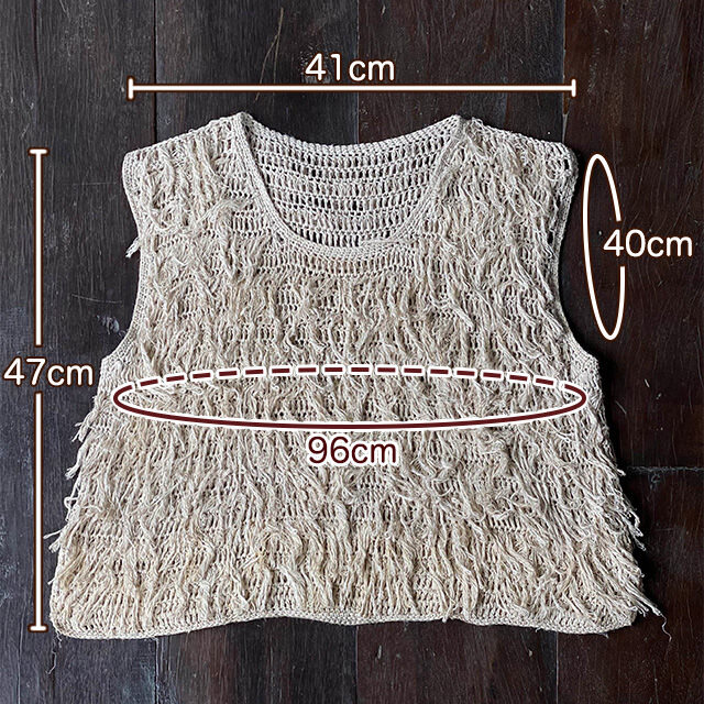 HEMP100% ニット 手編み モコモコ タンクトップ