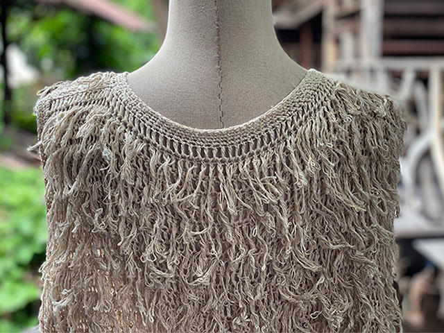 HEMP100% 手編み モコモコ Vネック タンクトップ