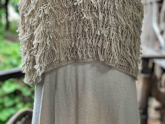 HEMP100% 手編み モコモコ Vネック タンクトップ