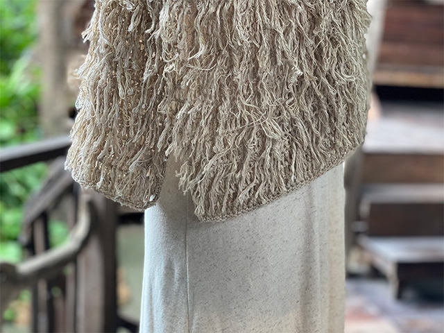 HEMP100% 手編み モコモコ Vネック タンクトップ