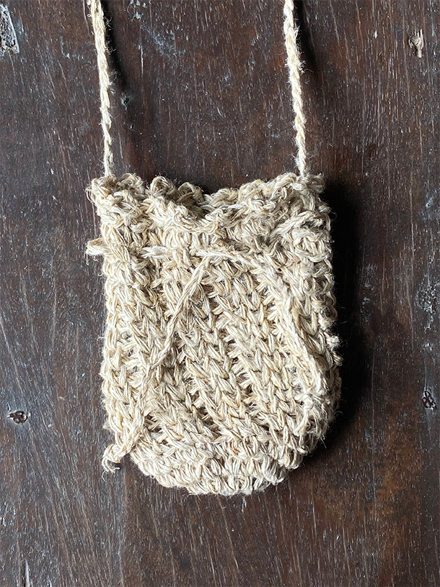 HEMP100% 手編み ミニ 巾着 ポーチ【パヤカ オンラインショップ】