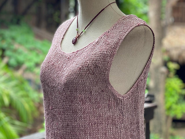 HEMP100% ニット 手編み タンクトップ・草木染め