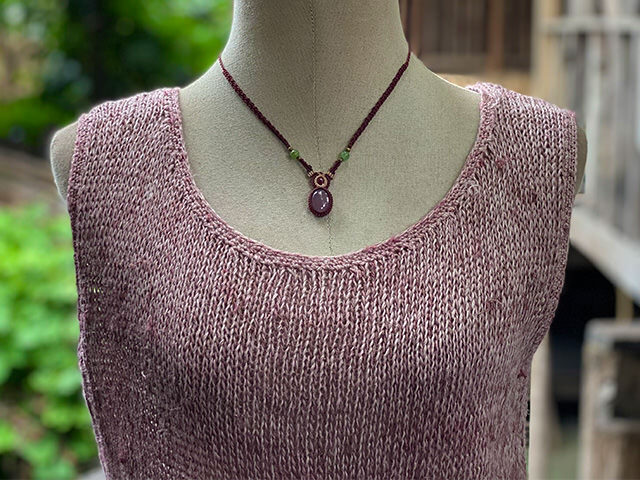 HEMP100% ニット 手編み タンクトップ・草木染め