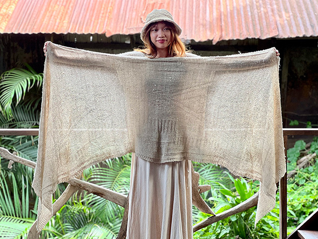 HEMP100% ニット 手編み 大判 ショール